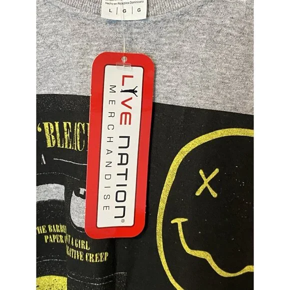 Nirvana "Bleach" Gray T-Shirt Men's L Large Music Band New Live Nation Gildan - Picture 6 of 8